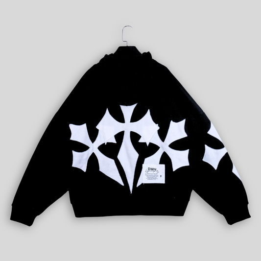 Trinity Cross Patchwork in Double Zip Hoodie