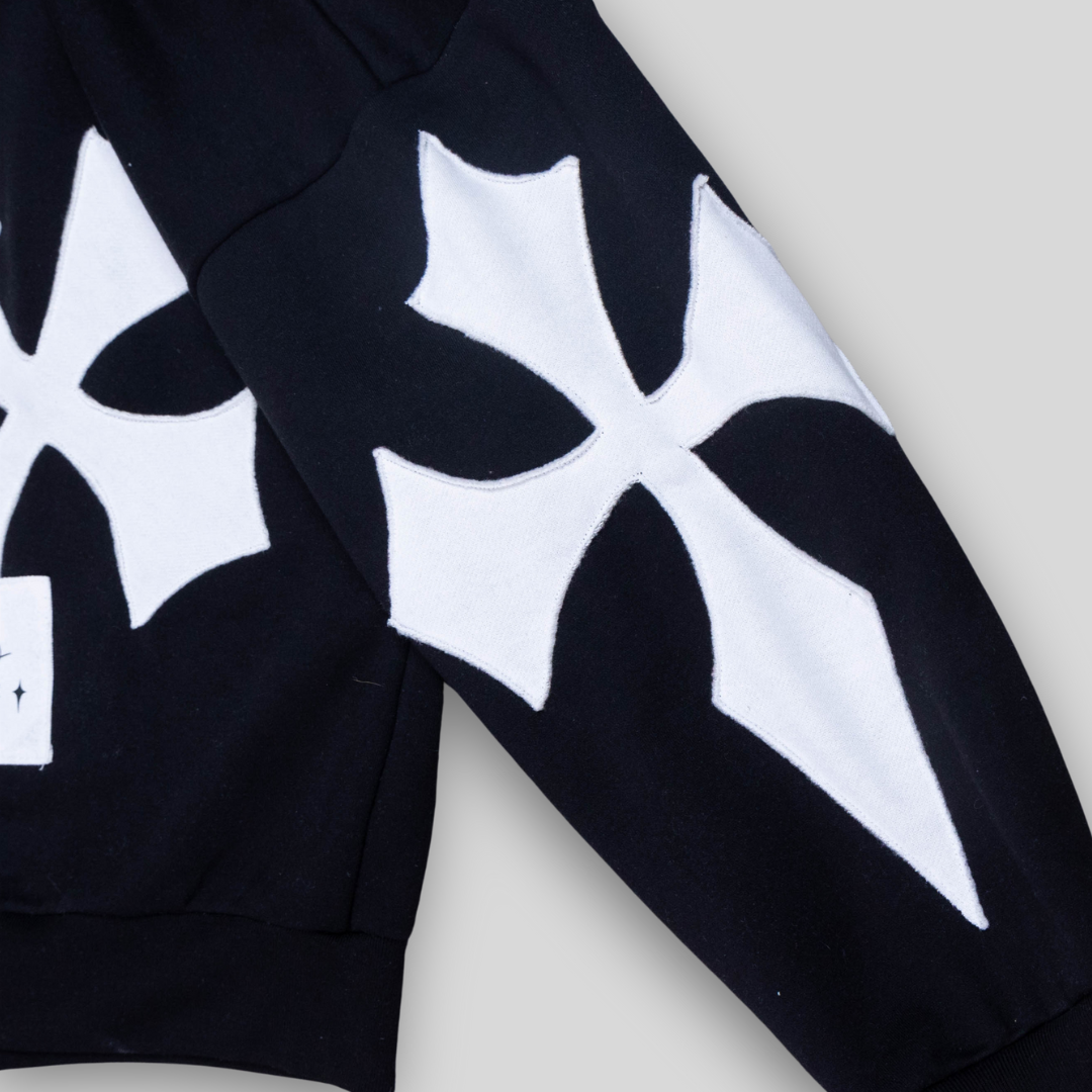 Trinity Cross Patchwork in Double Zip Hoodie