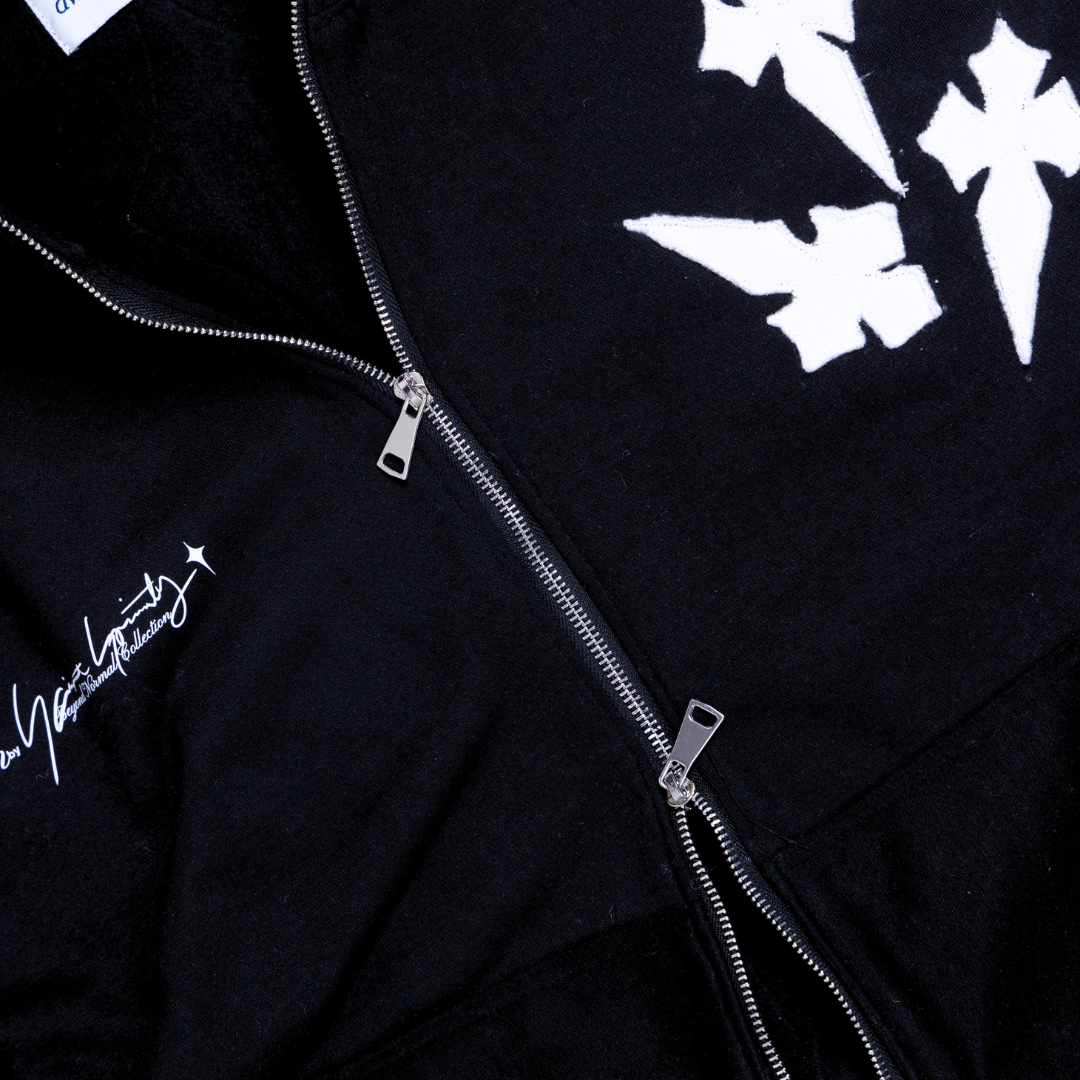 Trinity Cross Patchwork in Double Zip Hoodie