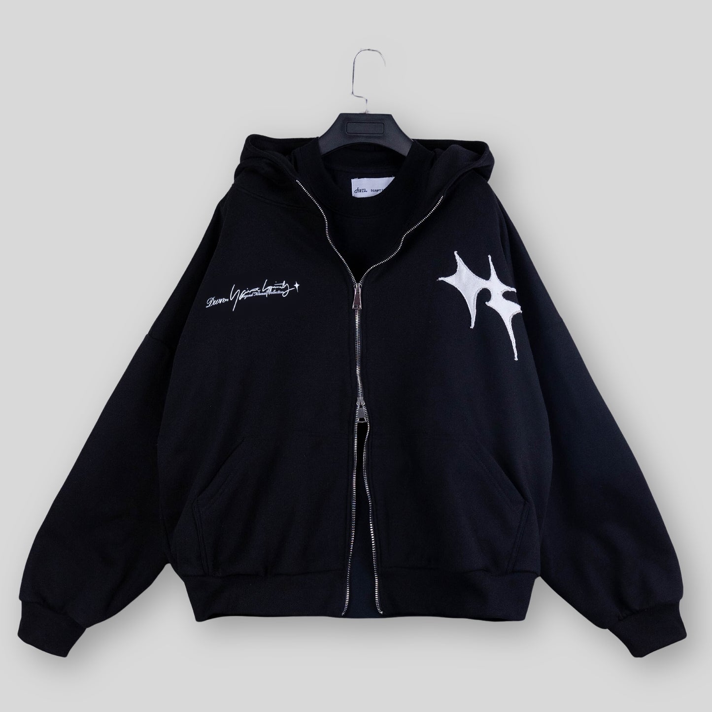 Star Vector Patchwork in Double Zip Hoodie