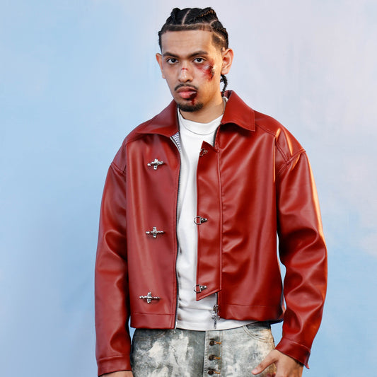 Leather Fireman Clasp Jacket