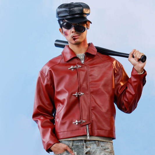 Leather Fireman Clasp Jacket